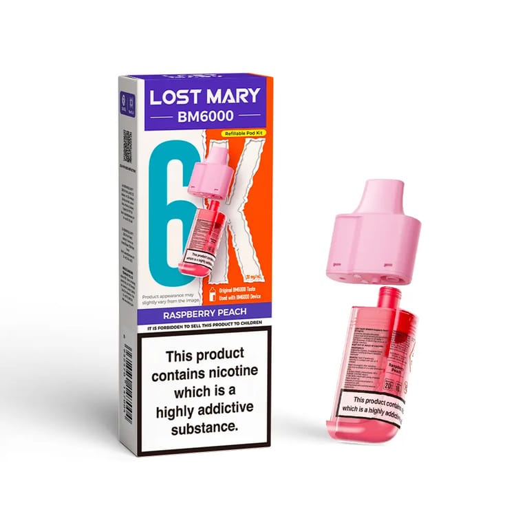 Raspberry Peach Lost Mary BM6000 Refill Pack